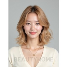 골든 블론드 어깨 스택 단발