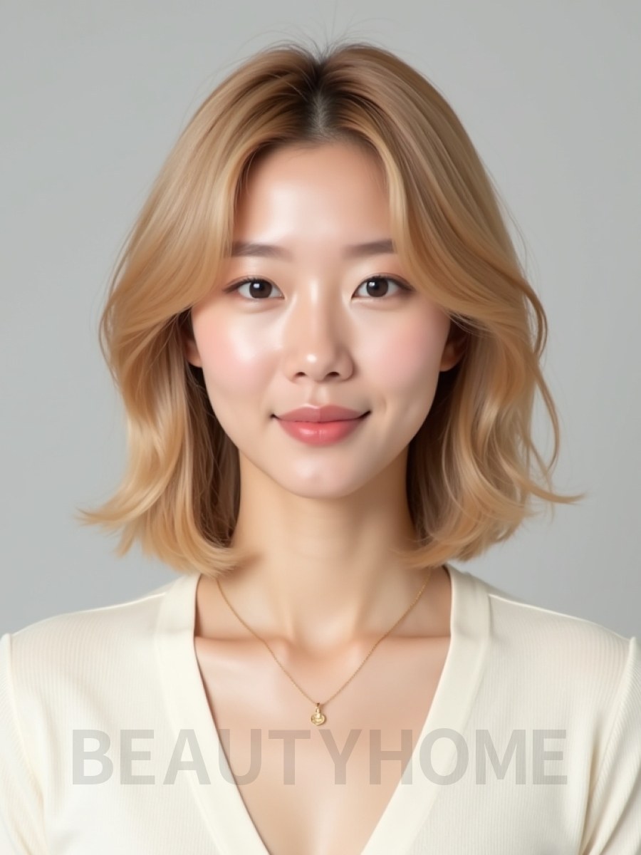 골든 블론드 턱밑 그라데이션 단발