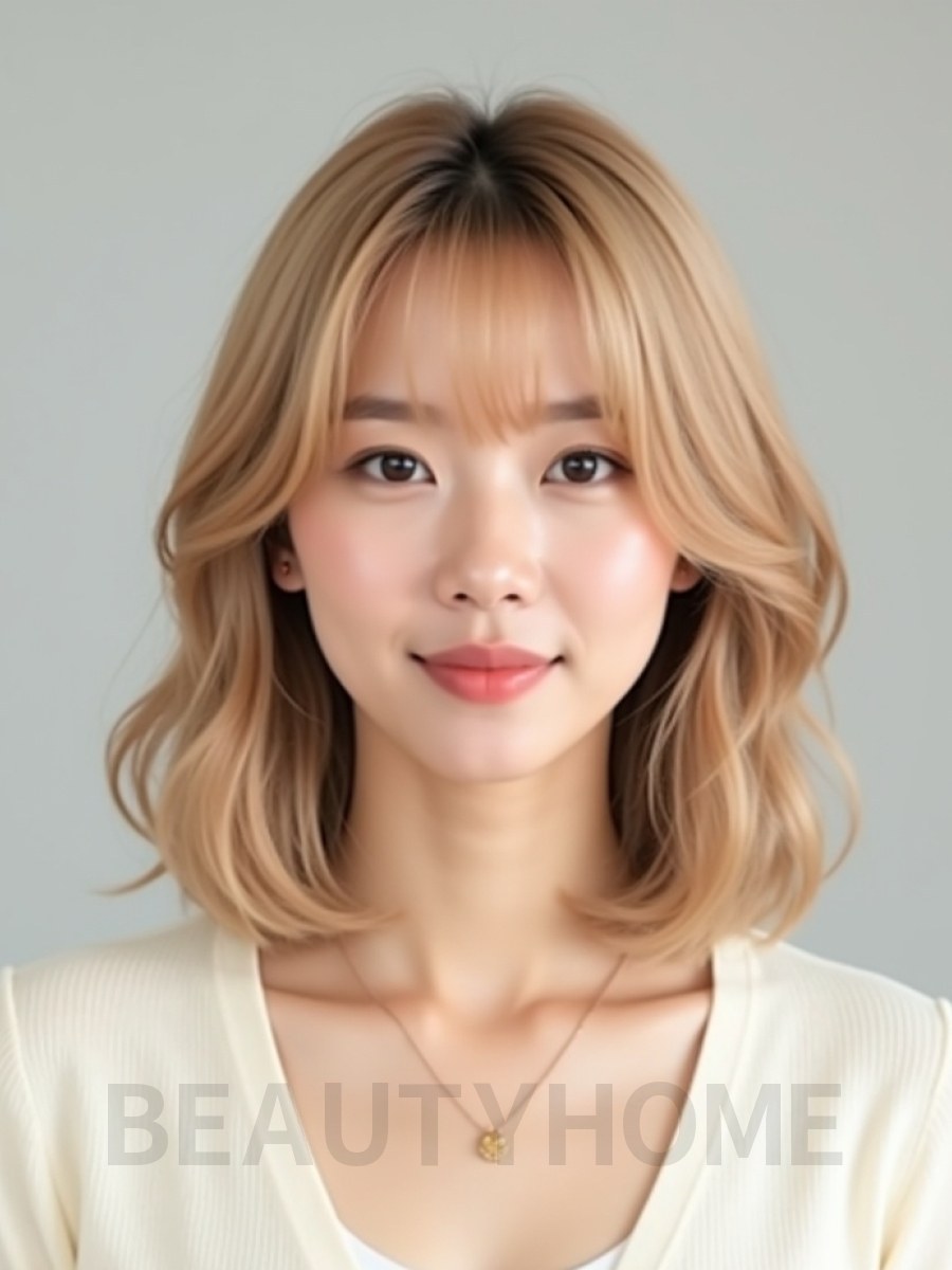 골든 블론드 턱밑 인버티드 단발