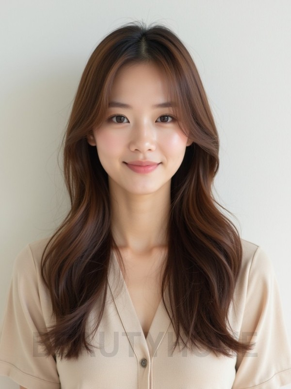 베이지 브라운 긴 레이어+센터