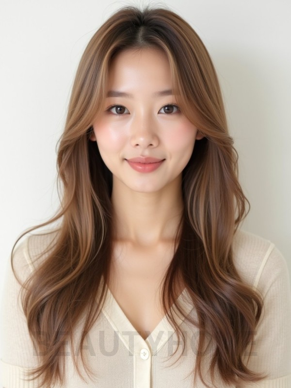 베이지 브라운 긴 레이어+사이드