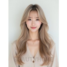 샌드 블론드 긴 컬+풀뱅