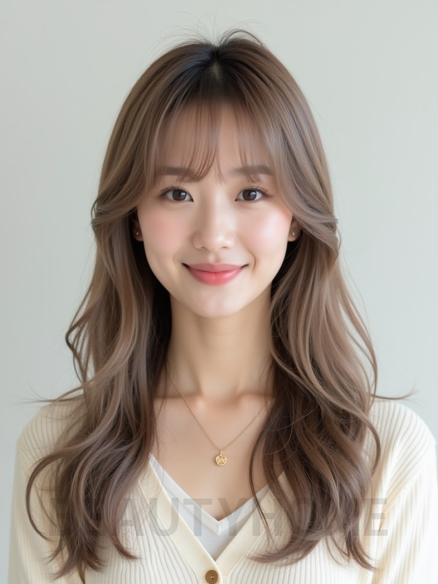 긴 생머리+풀뱅
