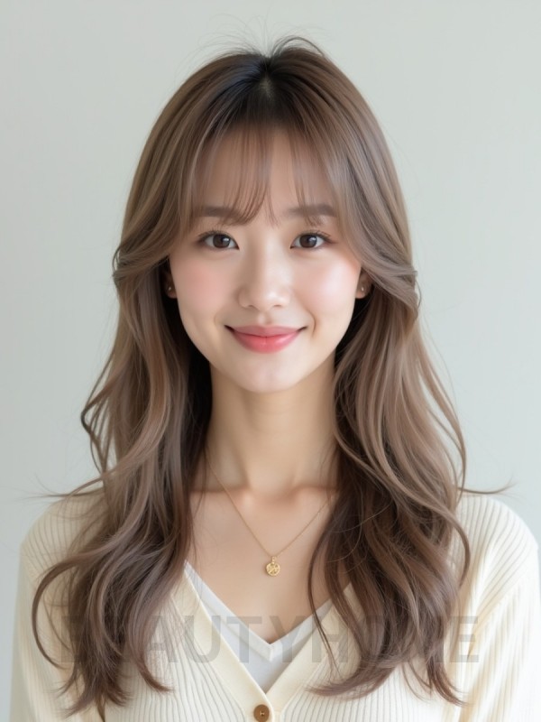 긴 생머리+풀뱅