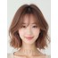 로즈 브라운 쇄골 웨이브 단발+시스루뱅