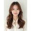 베이지 브라운 긴 웨이브+사이드뱅
