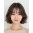 그레ige 브라운 쇄골 컬 단발+사이드뱅