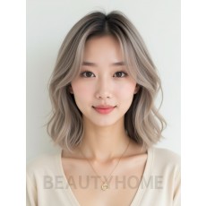애쉬 블론드 어깨 레이어+사이드