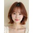 베이지 브라운 턱밑 레이어드 단발+커튼뱅
