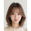 밀크티 브라운 턱밑 스트레이트 단발+커튼뱅
