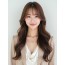 밀크티 브라운 긴 컬+커튼뱅