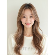 베이지 브라운 긴 생머리+센터