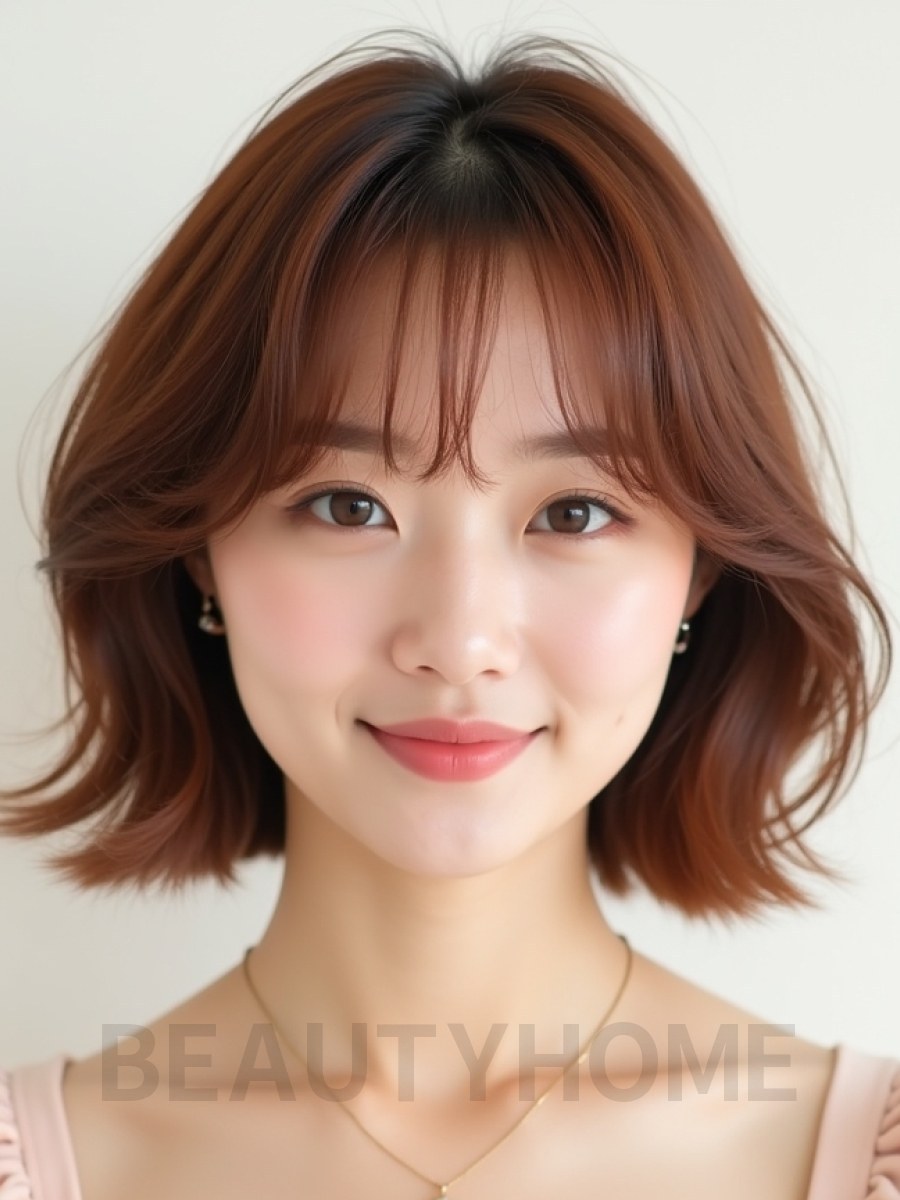 귀밑 비대칭 단발+커튼뱅