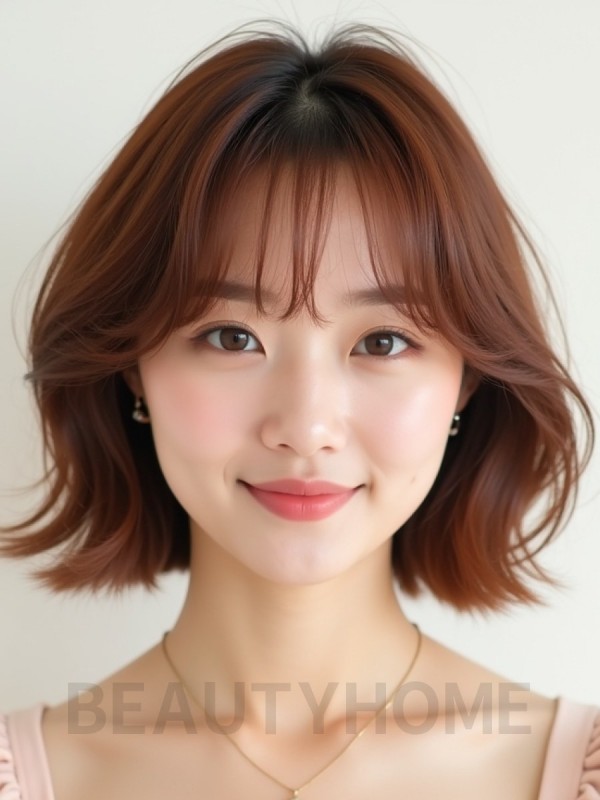 귀밑 비대칭 단발+커튼뱅