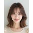 베이지 브라운 어깨 그라데이션 단발+뱅