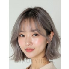 애쉬 브라운 턱밑 그라데이션 단발+뱅