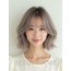 애쉬 브라운 턱선 웨이브 단발+시스루뱅