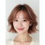로즈 브라운 턱선 컬 단발+사이드뱅