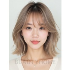 어깨 웨이브 단발+사이드뱅