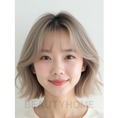 애쉬 블론드 귀밑 인버티드 단발+뱅