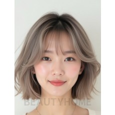 토프 브라운 턱밑 블런트 단발+뱅
