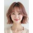 로즈 브라운 턱선 그라데이션 단발+커튼뱅
