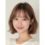 베이지 브라운 턱밑 인버티드 단발+커튼뱅