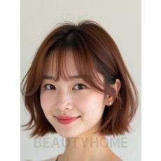 턱밑 그라데이션 단발+풀뱅