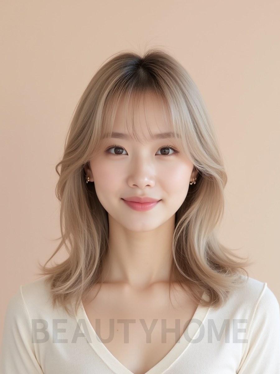 머쉬룸 블론드 미디엄 레이어+풀뱅