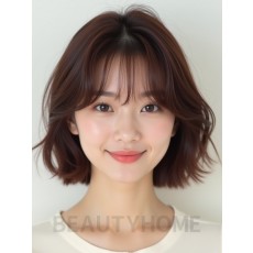 마호가니 귀밑 레이어드 단발+뱅