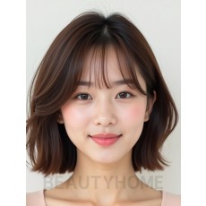 턱선 블런트 단발+사이드뱅