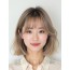 애쉬 베이지 어깨 그라데이션 단발+커튼뱅