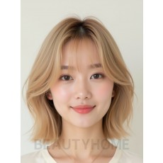 샌드 블론드 턱밑 레이어드 단발