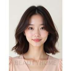 초콜릿 브라운 귀밑 레이어드 단발