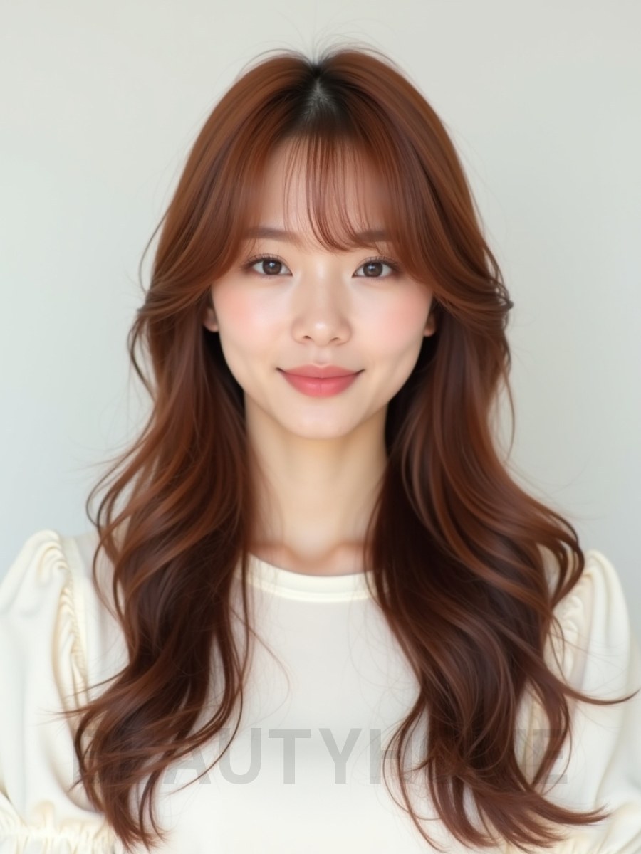 긴 웨이브+풀뱅