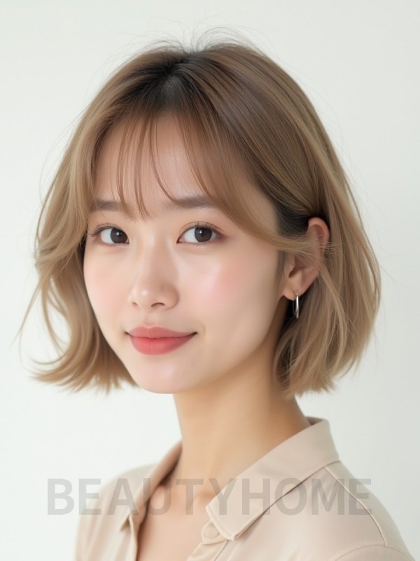 귀밑 인버티드 단발+풀뱅
