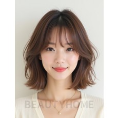 그레ige 브라운 귀밑 스트레이트 단발+뱅