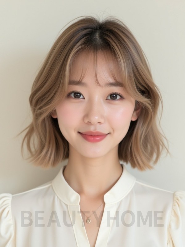 턱선 컬 단발+시스루뱅