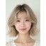 애쉬 블론드 귀밑 웨이브 단발+뱅