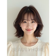 초콜릿 브라운 턱선 레이어드 단발