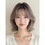 애쉬 브라운 쇄골 비대칭 단발+시스루뱅