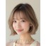 베이지 브라운 턱밑 블런트 단발+사이드뱅