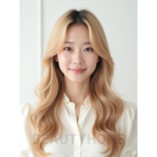 샌드 블론드 긴 컬+사이드