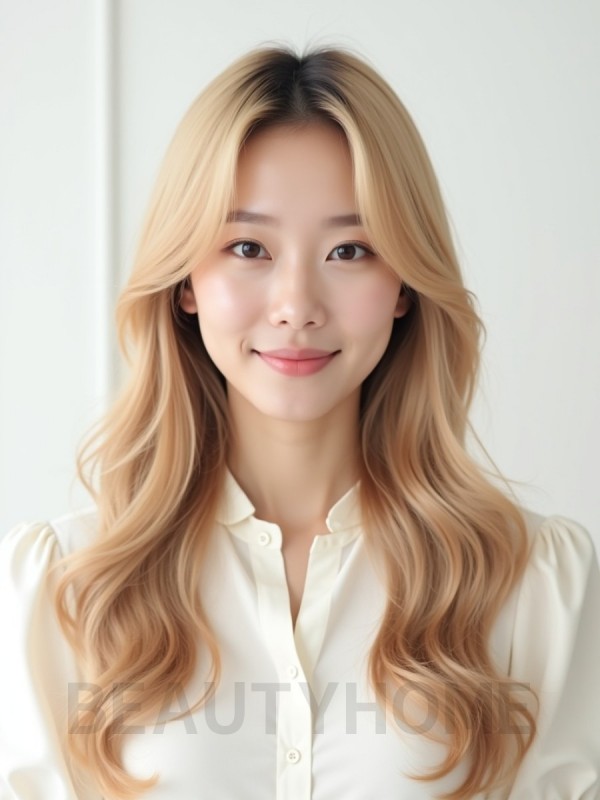 샌드 블론드 긴 컬+사이드