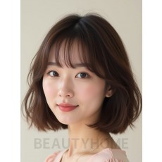 턱선 인버티드 단발+풀뱅