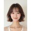 베이지 브라운 귀밑 텍스처 단발+커튼뱅