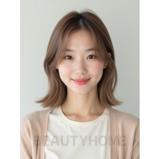 베이지 브라운 쇄골 생머리+사이드