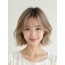 턱밑 웨이브 단발+시스루뱅