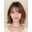 로즈 브라운 턱밑 비대칭 단발+커튼뱅