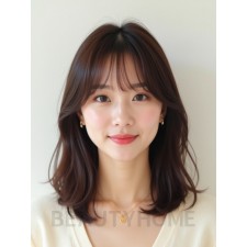 초콜릿 브라운 어깨 생머리+사이드뱅